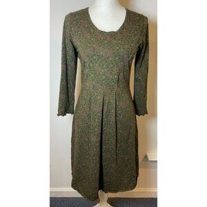 Gundrun Sjoden Dress Organic Cotton Olive Green Maroon Berries Small S